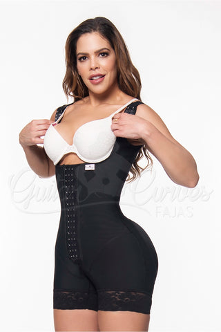 Faja Colombiana Reloj de Arena Tira Gruesa - Media Pierna Alta Compresión