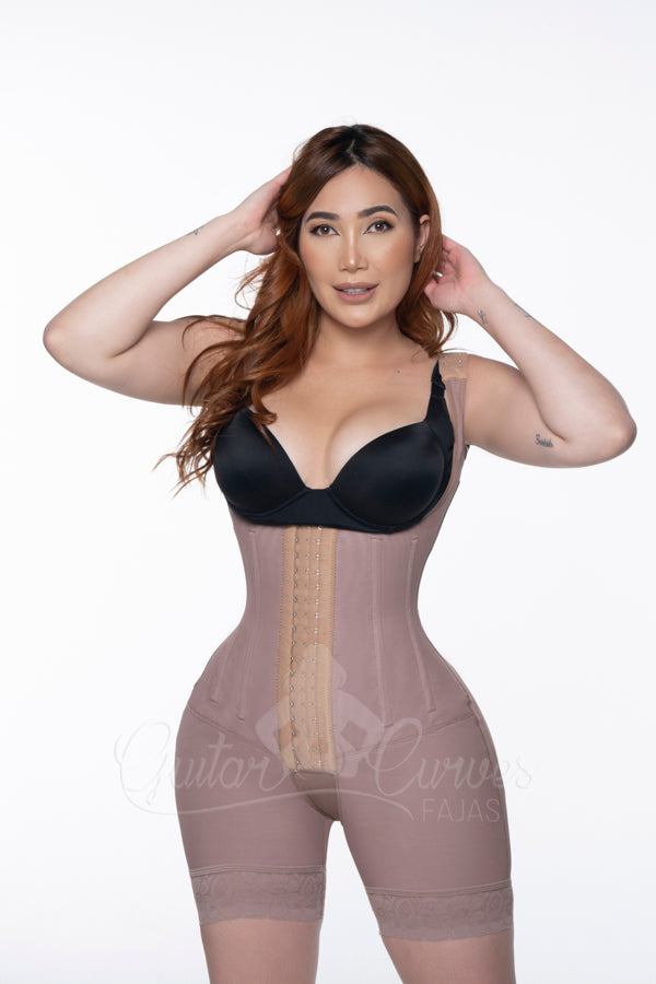 Faja Colombiana Tira Gruesa Media Pierna - 7 Varillas Reloj De Arena